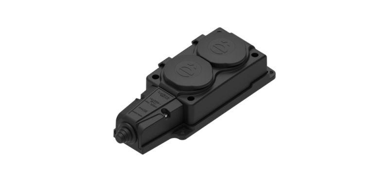 Колодка удлинителя 2-м MultiSet 16А 250В IP44 с заземл. каучук черн. SE MST4102BK ТехноИмпульс