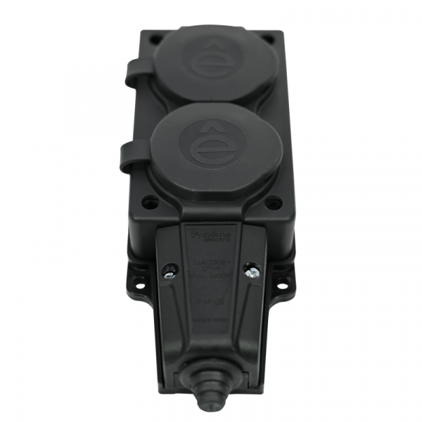 Колодка удлинителя 2-м MultiSet 16А 250В IP44 с заземл. каучук черн. SE MST4102BK ТехноИмпульс