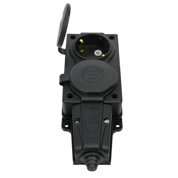 Колодка удлинителя 2-м MultiSet 16А 250В IP44 с заземл. каучук черн. SE MST4102BK ТехноИмпульс