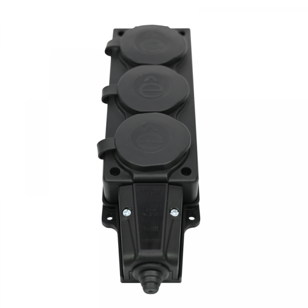 Колодка удлинителя 3-м MultiSet 16А 250В IP44 с заземл. каучук черн. SE MST4103BK ТехноИмпульс