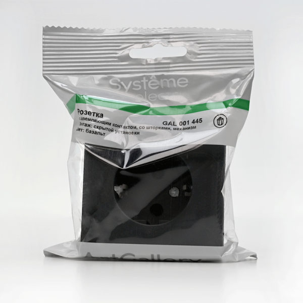 Розетка ArtGallery 16А с заземл. защ. шторки механизм базальт SE GAL001445 ТехноИмпульс