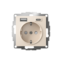 Розетка AtlasDesign 16А с 2-мя заряд. устройствами USB тип A+C 5В/2.4А 2х5В/1.2А механизм беж. SE ATN000232 ТехноИмпульс