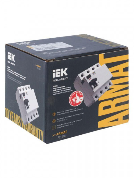 Выключатель дифференциального тока (УЗО) 4п 63А 300мА тип AC ВДТ R10N ARMAT IEK AR-R10N-4-063C300 ТехноИмпульс