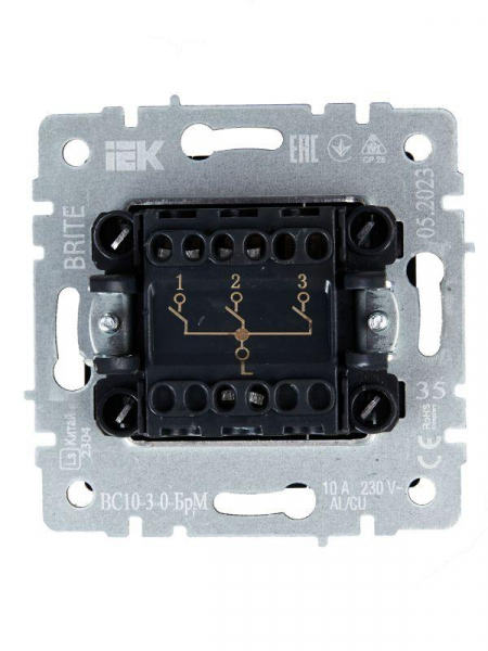Выключатель 3-кл. СП BRITE ВС10-3-0-БрМ 10А механизм маренго IEK BR-V30-0-10-K35 ТехноИмпульс