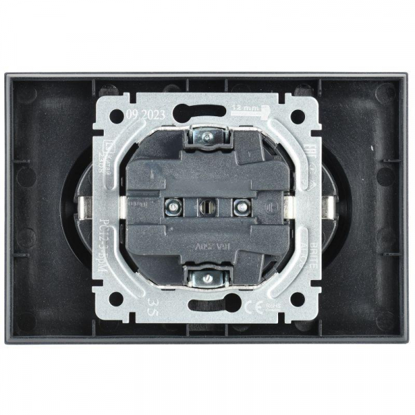 Розетка 2-м СП BRITE РС12-3-БрМ 16А в сборе с заземл. без защ. шторок маренго IEK BR-R21-16-K35-F ТехноИмпульс