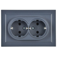 Розетка 2-м СП BRITE РС12-3-БрМ 16А в сборе с заземл. без защ. шторок маренго IEK BR-R21-16-K35-F ТехноИмпульс