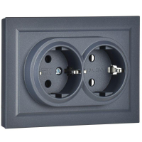 Розетка 2-м СП BRITE РС12-3-БрМ 16А в сборе с заземл. без защ. шторок маренго IEK BR-R21-16-K35-F ТехноИмпульс