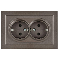 Розетка 2-м СП BRITE РС12-3-БрТБ 16А в сборе с заземл. без защ. шторок бронза IEK BR-R21-16-K45-F ТехноИмпульс