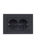 Розетка 2-м СП BRITE РСш12-3-БрГ 16А в сборе с заземл. защ. шторки графит IEK BR-R24-16-K53-F ТехноИмпульс