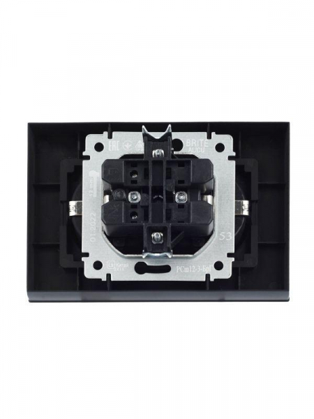 Розетка 2-м СП BRITE РСш12-3-БрГ 16А в сборе с заземл. защ. шторки графит IEK BR-R24-16-K53-F ТехноИмпульс