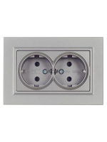 Розетка 2-м СП BRITE РСш12-3-БрС 16А в сборе с заземл. защ. шторки сталь IEK BR-R24-16-K46-F ТехноИмпульс