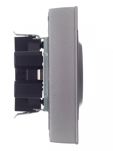 Розетка 2-м СП BRITE РСш12-3-БрС 16А в сборе с заземл. защ. шторки сталь IEK BR-R24-16-K46-F ТехноИмпульс