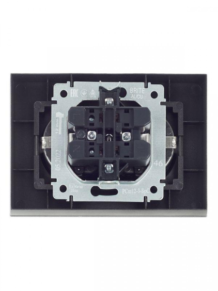 Розетка 2-м СП BRITE РСш12-3-БрС 16А в сборе с заземл. защ. шторки сталь IEK BR-R24-16-K46-F ТехноИмпульс