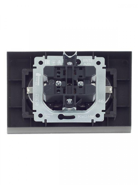 Розетка 2-м СП BRITE РСш12-3-БрС 16А в сборе с заземл. защ. шторки сталь IEK BR-R24-16-K46-F ТехноИмпульс