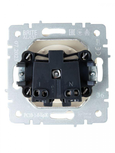 Розетка 1-м СП BRITE РС10-1-0-БрЖ 10А без заземл. без защ. шторок механизм жемчуж. IEK BR-R10-10-K36 ТехноИмпульс