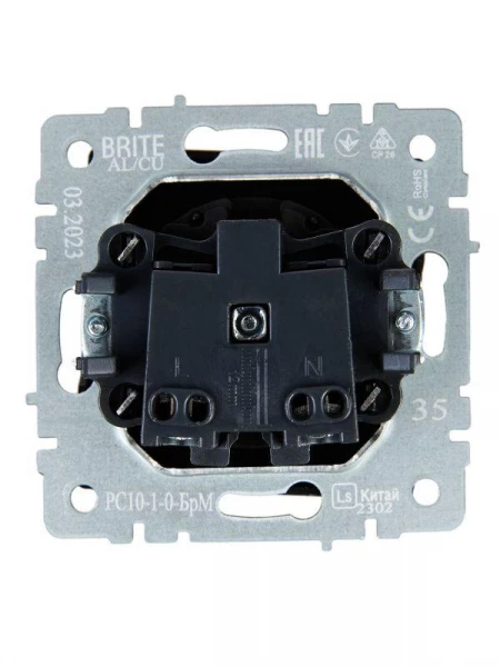 Розетка 1-м СП BRITE РС10-1-0-БрМ 10А без заземл. без защ. шторок механизм маренго IEK BR-R10-10-K35 ТехноИмпульс