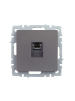 Розетка компьютерная СП RJ45 кат.5E BRITE РК10-БрС механизм сталь IEK BR-K10-1-K46 ТехноИмпульс