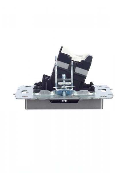 Розетка компьютерная СП RJ45 кат.5E BRITE РК10-БрС механизм сталь IEK BR-K10-1-K46 ТехноИмпульс