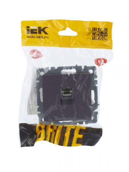 Розетка компьютерная СП RJ45 кат.5E BRITE РК10-БрС механизм сталь IEK BR-K10-1-K46 ТехноИмпульс
