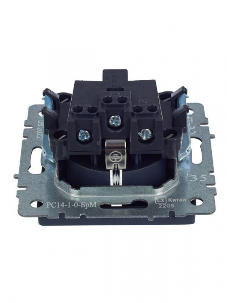 Розетка 1-м СП BRITE РС14-1-0-БрМ 16А с заземл. защ. шторки механизм маренго IEK BR-R14-16-K35 ТехноИмпульс