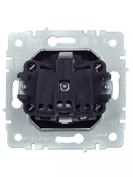 Розетка 1-м СП BRITE РС14-1-0-БрТБ 16А с заземл. защ. шторки механизм бронза IEK BR-R14-16-K45 ТехноИмпульс