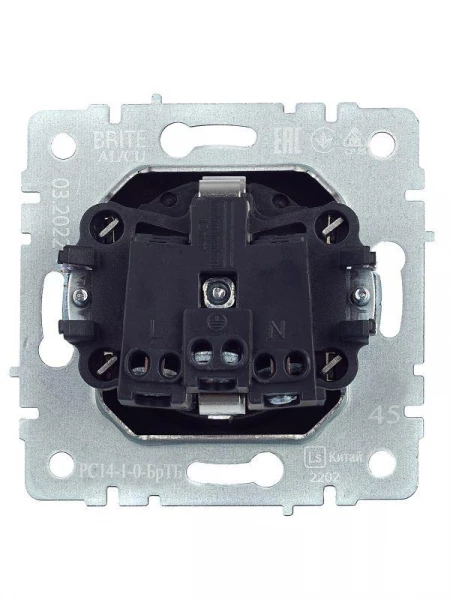 Розетка 1-м СП BRITE РС14-1-0-БрТБ 16А с заземл. защ. шторки механизм бронза IEK BR-R14-16-K45 ТехноИмпульс
