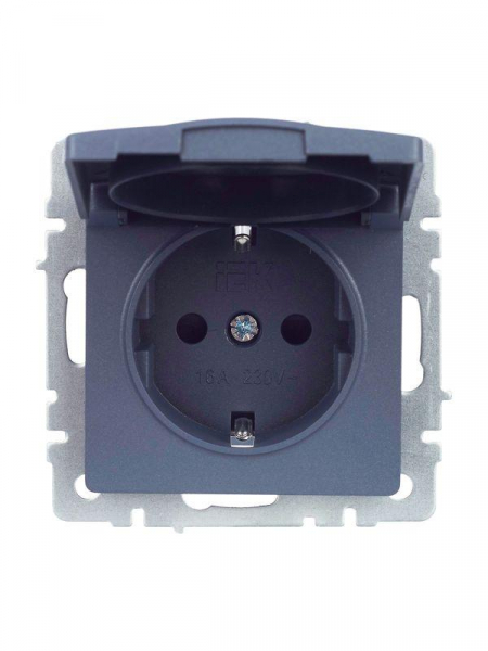 Розетка BRITE РСбш10-3-БрМ 16А IP20 с заземл. защ. шторки с крышкой механизм маренго IEK BR-R16-16-K35 ТехноИмпульс