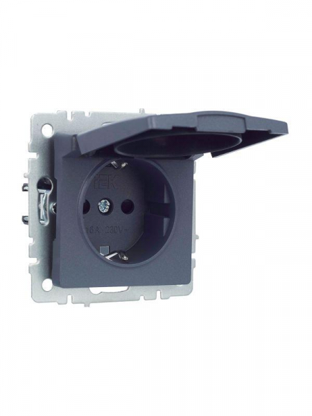 Розетка BRITE РСбш10-3-БрМ 16А IP20 с заземл. защ. шторки с крышкой механизм маренго IEK BR-R16-16-K35 ТехноИмпульс