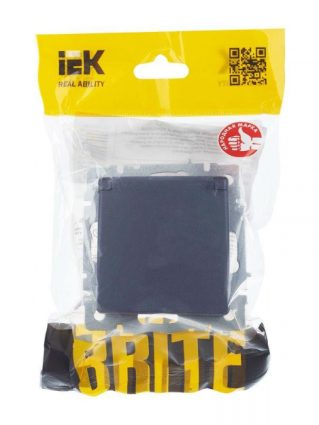 Розетка BRITE РСбш10-3-БрМ 16А IP20 с заземл. защ. шторки с крышкой механизм маренго IEK BR-R16-16-K35 ТехноИмпульс
