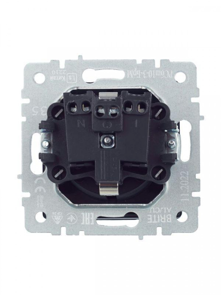 Розетка BRITE РСбш10-3-БрМ 16А IP20 с заземл. защ. шторки с крышкой механизм маренго IEK BR-R16-16-K35 ТехноИмпульс