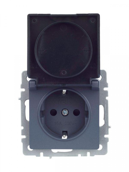 Розетка BRITE РСбш10-3-БрМ 16А IP20 с заземл. защ. шторки с крышкой механизм маренго IEK BR-R16-16-K35 ТехноИмпульс