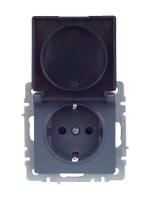 Розетка BRITE РСбш10-3-БрМ 16А IP20 с заземл. защ. шторки с крышкой механизм маренго IEK BR-R16-16-K35 ТехноИмпульс