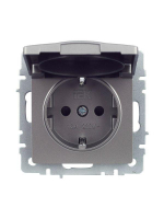 Розетка BRITE РСбш10-3-БрС 16А IP20 с заземл. защ. шторки с крышкой механизм сталь IEK BR-R16-16-K46 ТехноИмпульс