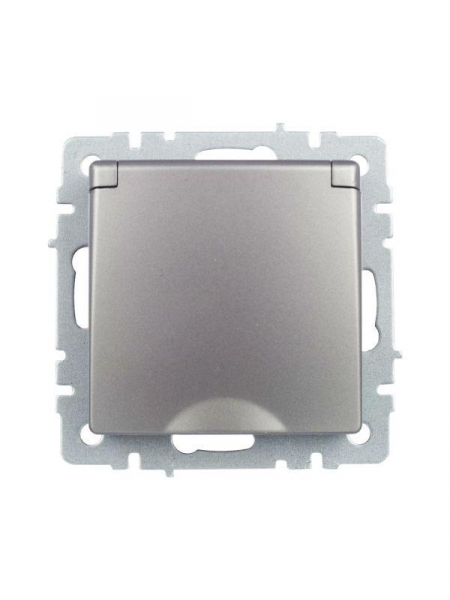 Розетка BRITE РСбш10-3-БрС 16А IP20 с заземл. защ. шторки с крышкой механизм сталь IEK BR-R16-16-K46 ТехноИмпульс