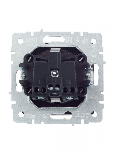 Розетка BRITE РСбш10-3-БрС 16А IP20 с заземл. защ. шторки с крышкой механизм сталь IEK BR-R16-16-K46 ТехноИмпульс