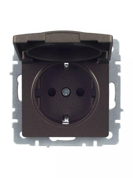 Розетка BRITE РСбш10-3-БрТБ 16А IP20 с заземл. защ. шторки с крышкой механизм бронза IEK BR-R16-16-K45 ТехноИмпульс