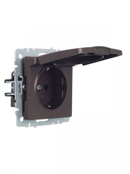 Розетка BRITE РСбш10-3-БрТБ 16А IP20 с заземл. защ. шторки с крышкой механизм бронза IEK BR-R16-16-K45 ТехноИмпульс