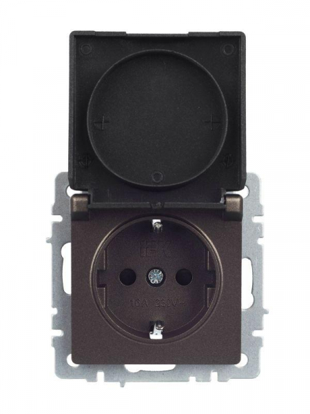 Розетка BRITE РСбш10-3-БрТБ 16А IP20 с заземл. защ. шторки с крышкой механизм бронза IEK BR-R16-16-K45 ТехноИмпульс