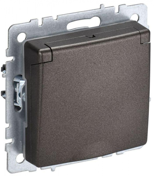 Розетка BRITE РСбш10-3-44-БрТБ 16А IP44 с заземл. защ. шторки с крышкой механизм бронза IEK BR-R16-16-44-K45 ТехноИмпульс
