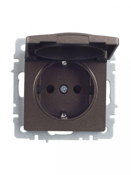 Розетка BRITE РСбш10-3-44-БрТБ 16А IP44 с заземл. защ. шторки с крышкой механизм бронза IEK BR-R16-16-44-K45 ТехноИмпульс