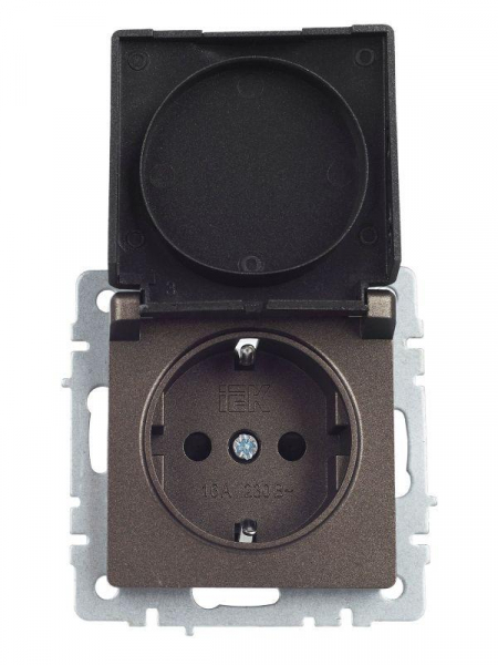 Розетка BRITE РСбш10-3-44-БрТБ 16А IP44 с заземл. защ. шторки с крышкой механизм бронза IEK BR-R16-16-44-K45 ТехноИмпульс