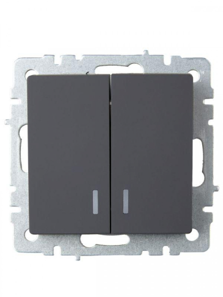 Выключатель 2-кл. СП BRITE ВС10-2-1-БрГ 10А с индик. механизм графит IEK BR-V20-1-10-K53 ТехноИмпульс