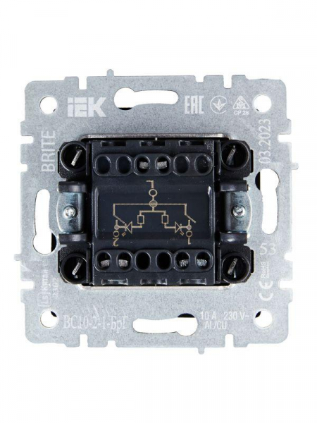 Выключатель 2-кл. СП BRITE ВС10-2-1-БрГ 10А с индик. механизм графит IEK BR-V20-1-10-K53 ТехноИмпульс