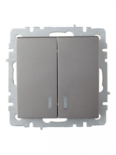 Выключатель 2-кл. СП BRITE ВС10-2-1-БрС 10А с индик. механизм сталь IEK BR-V20-1-10-K46 ТехноИмпульс