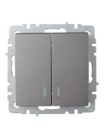 Выключатель 2-кл. СП BRITE ВС10-2-1-БрС 10А с индик. механизм сталь IEK BR-V20-1-10-K46 ТехноИмпульс