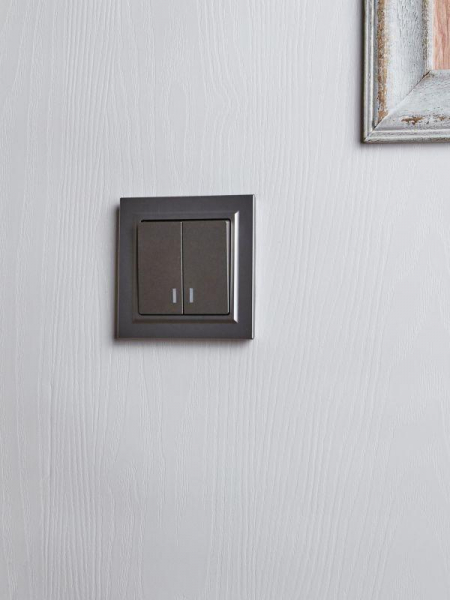 Выключатель 2-кл. СП BRITE ВС10-2-1-БрС 10А с индик. механизм сталь IEK BR-V20-1-10-K46 ТехноИмпульс