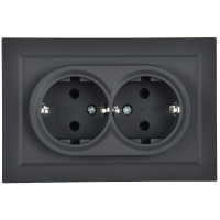 Розетка 2-м СП BRITE РС12-3-БрГ 16А в сборе с заземл. без защ. шторок графит IEK BR-R21-16-K53-F ТехноИмпульс