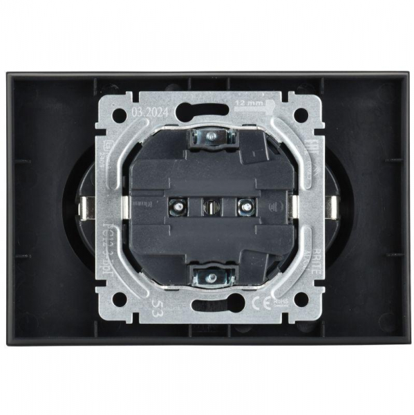 Розетка 2-м СП BRITE РС12-3-БрГ 16А в сборе с заземл. без защ. шторок графит IEK BR-R21-16-K53-F ТехноИмпульс