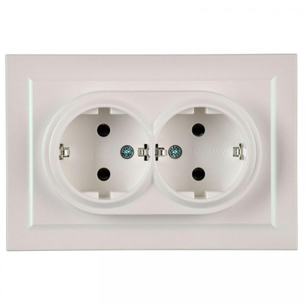 Розетка 2-м СП BRITE РС12-3-БрЖ 16А в сборе с заземл. без защ. шторок жемчуж. IEK BR-R21-16-K36-F ТехноИмпульс