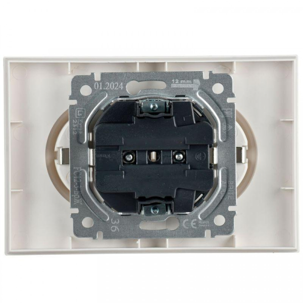 Розетка 2-м СП BRITE РС12-3-БрЖ 16А в сборе с заземл. без защ. шторок жемчуж. IEK BR-R21-16-K36-F ТехноИмпульс